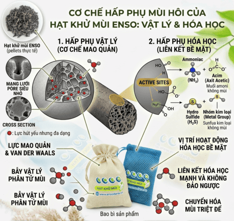 CƠ CHẾ HẤP PHỤ MÙI HÔI CỦA HẠT KHỬ MÙI ENSO