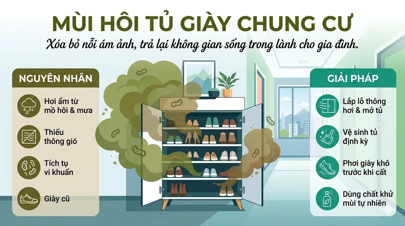 Mùi hôi tủ giày chung cư