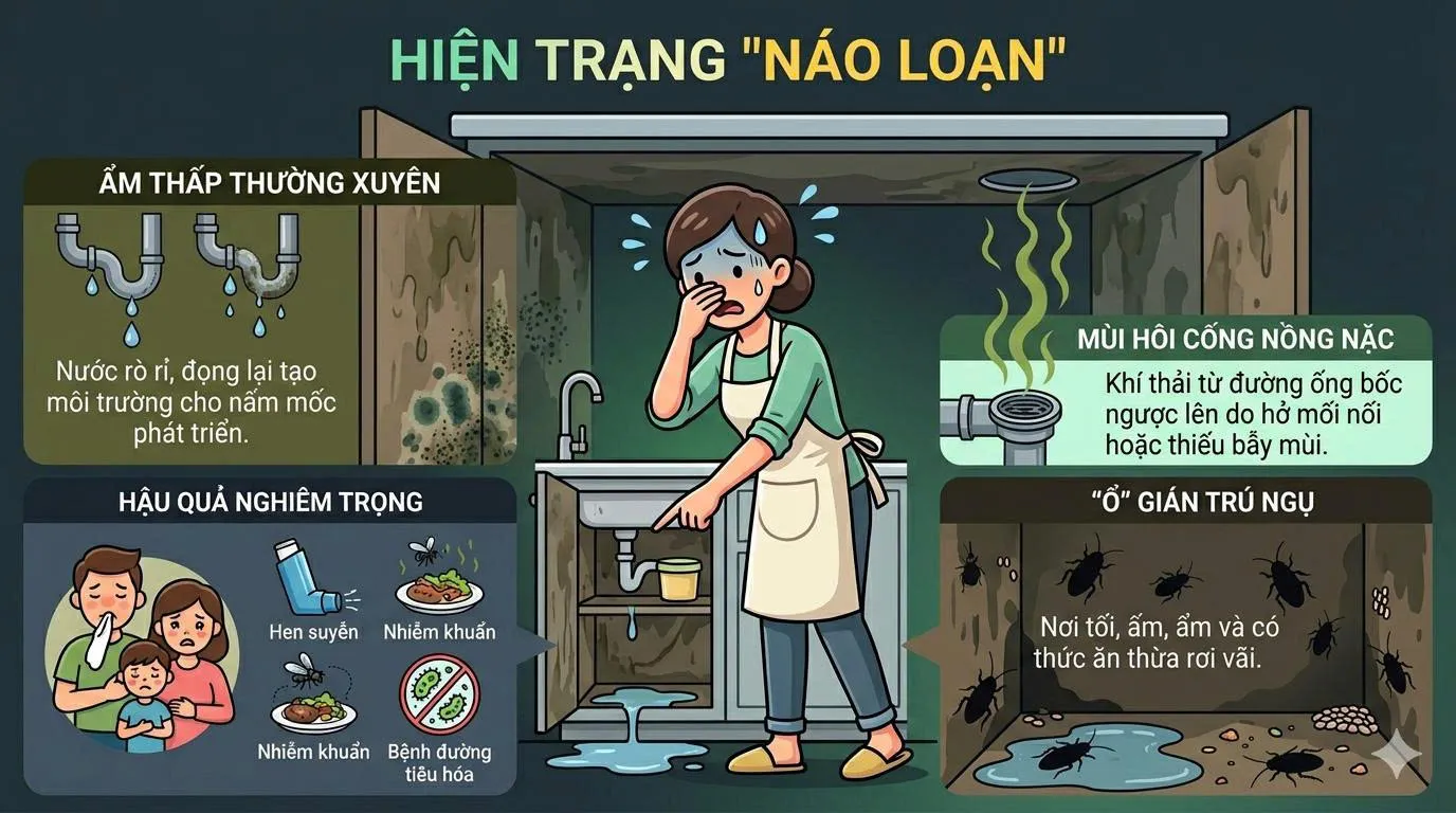 Mùi hôi nhà bếp - Gián bếp