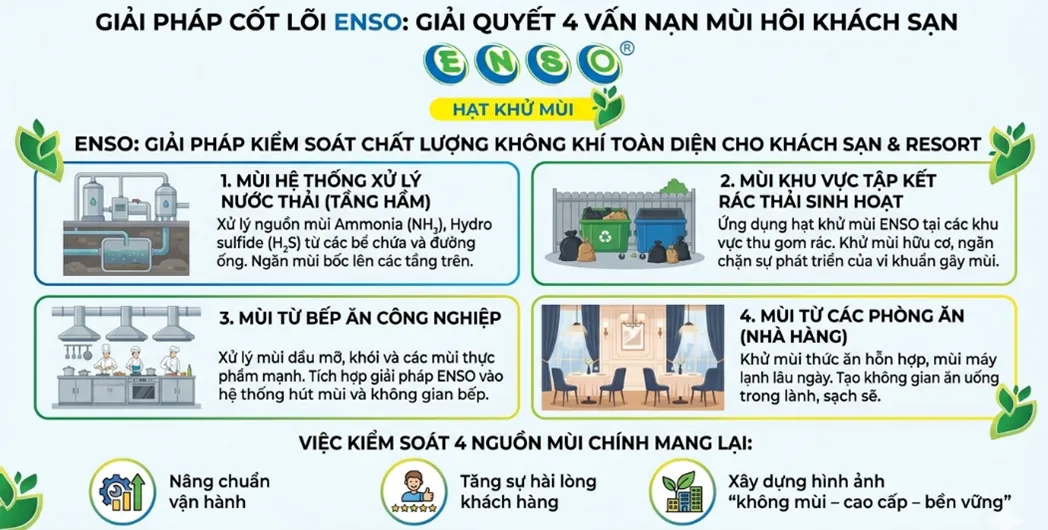 GIẢI PHÁP KIỂM SOÁT MÙI HÔI & Ô NHIỄM KHÔNG KHÍ RESORT – KHÁCH SẠN – NHÀ HÀNG